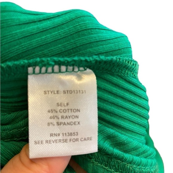 sugar lips green ribbed jersey knit cut out  midi dress body con st patty’s day - Picture 9 of 9